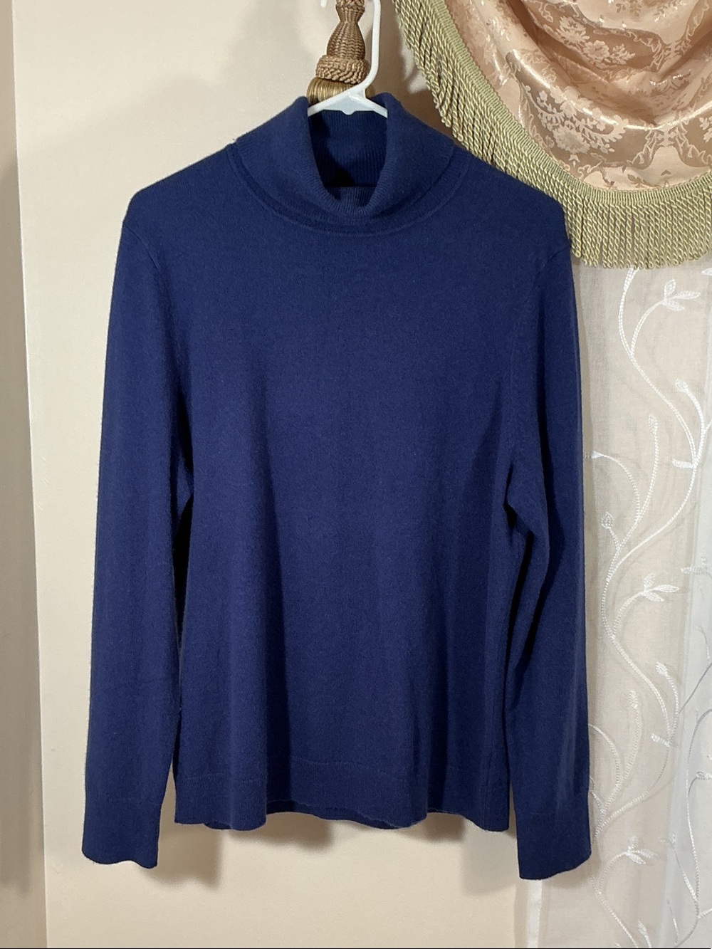 Talbots Navy Blue Pure Cashmere Turtleneck Sweater Sz XL Quiet Luxury Minimalist